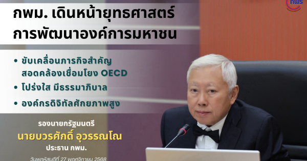 กพม. เดินหน้ายุทธศาสตร์การพัฒนาองค์การมหาชน ยกระดับธรรมาภิบาล เพิ่มประสิทธิภาพการทำงานนำประเทศสู่อนาคตอย่างยั่งยืน