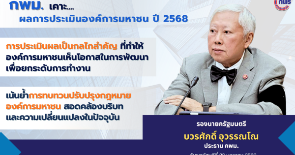 กพม. เคาะผลการประเมินองค์การมหาชน ประจำปีงบประมาณ พ.ศ. 2568 มุ่งเน้นผลลัพธ์ของการขับเคลื่อนองค์การมหาชน เพื่อตอบโจทย์ประเทศและประชาชน