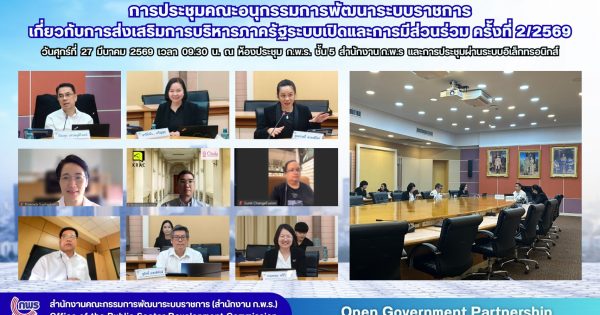 การประชุมคณะอนุกรรมการพัฒนาระบบราชการเกี่ยวกับการส่งเสริมการบริหารภาครัฐระบบเปิดและการมีส่วนร่วม ครั้งที่ 2/2569