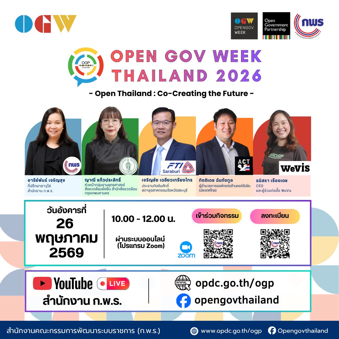 ✨สำนักงาน ก.พ.ร. จัดงาน “Open Gov Week Thailand 2026” ระดมสมองภาครัฐ-เอกชน-ประชาชน ร่วมออกแบบแผนปฏิบัติการแห่งชาติของประเทศไทยในฐานะภาคีเครือข่ายภาครัฐระบบเปิด 2 img270569 2
