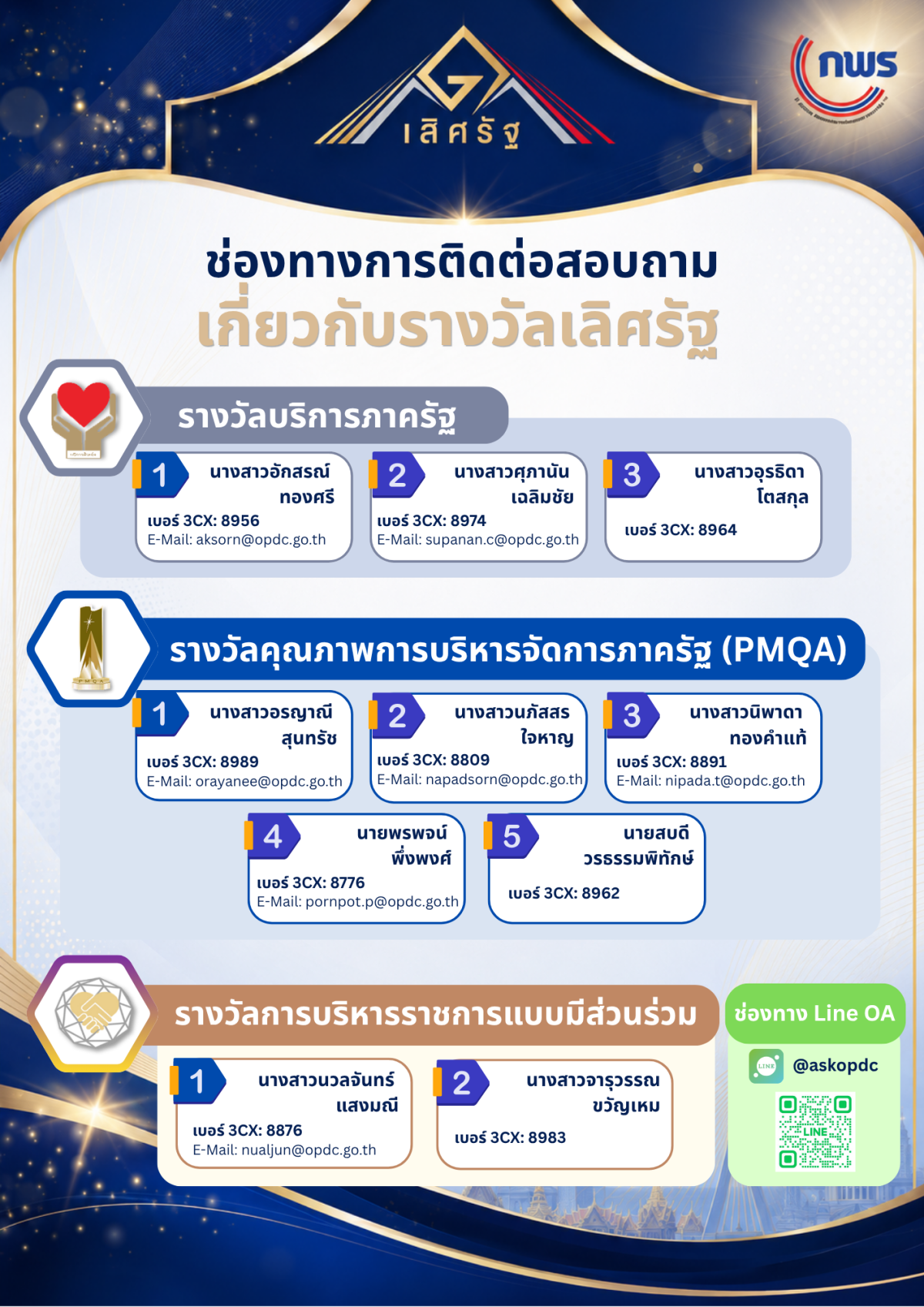 ช่องทางการติดต่อสอบถาม